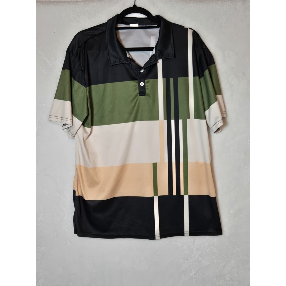 Mens Polo XL Blue/Green/White/Yellow‎ Color Block Brand Unknown Short Sleeve
